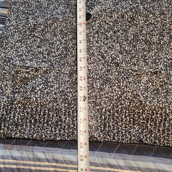 J. Jill Size MP M Petite Black Speckled Gray White One Button Cotton Cardigan - Picture 9 of 10